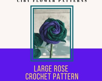 Patrón de rosa grande de crochet: Libro electrónico para principiantes (descarga digital)