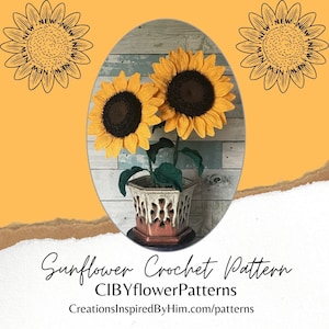 Sunflower, Large Sunflower Crochet Pattern, Crochet Flower Pattern, Easter gift, Mother's Day Gift, Spring decor, gift for her image 1