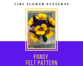 Pansy, Panisies, Felt Flower Pattern, Fall decor, Home Decor, Minimalist, Halloween, Jack Skellington, Nightmare before Christmas