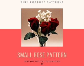 Rose, Small Rose Crochet Pattern, Crochet Pattern, Crochet Flowers, Rose Pattern, gifts for her, easter, mothers day, spring decor