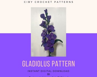 Patrón de crochet de gladiolos: Decoración floral para el hogar (Patrón PDF)