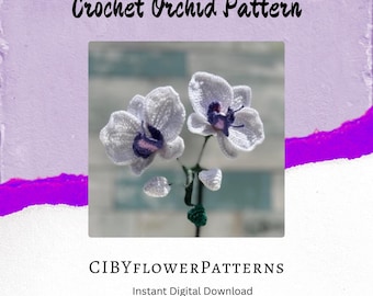 Patrón de crochet de orquídea Phal Moth: Términos de EE. UU., videotutoriales (descarga digital)