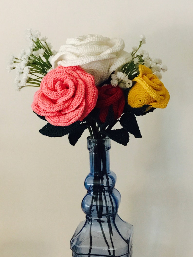 Rose, Large Rose Crochet Pattern, Crochet Pattern, Crochet Flowers, Rose Pattern, Home Decor, Minimalist, Halloween image 10
