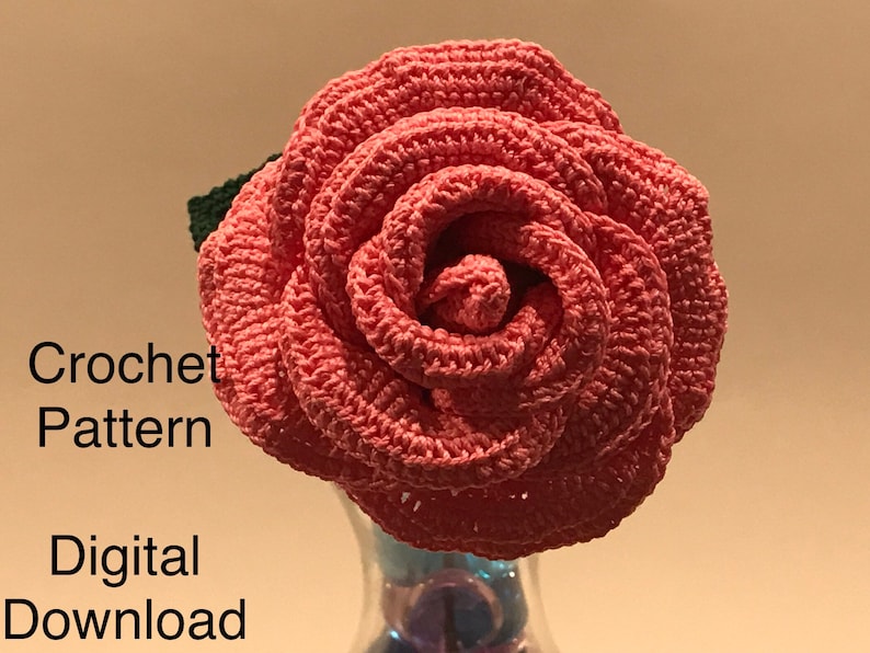 Rose, Large Rose Crochet Pattern, Crochet Pattern, Crochet Flowers, Rose Pattern, Home Decor, Minimalist, Halloween image 6
