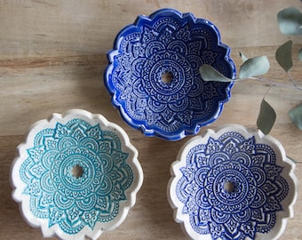Keramik Seifenschale - "Ivy" - türkis - blau