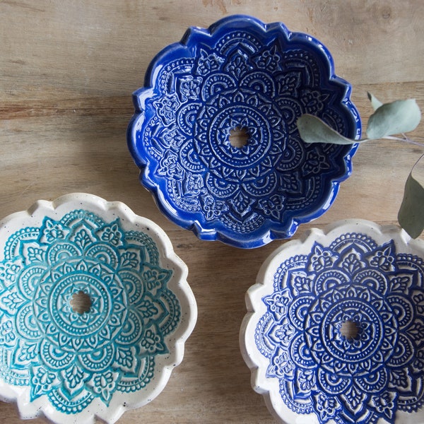 Keramik Seifenschale - "Ivy" - türkis - blau