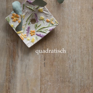 Ceramic soap dish colorful flower meadow square quadratisch