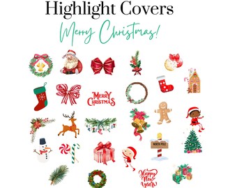 Portadas navideñas para historias destacadas de Instagram: Íconos PNG festivos (descarga digital)