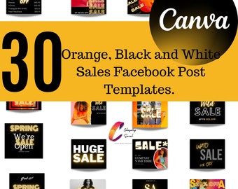 Plantillas de publicaciones de Facebook de ofertas en naranja y negro para Canva (30)