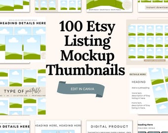 100 plantillas de maquetas de anuncios de Etsy: miniaturas editables de tiendas Canva