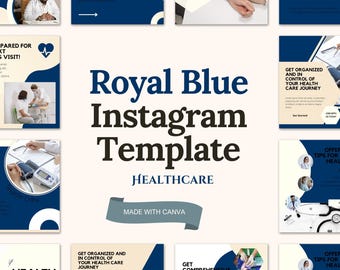 Plantilla de Instagram para profesionales de la salud: Redes sociales en azul real (creada en Canva)