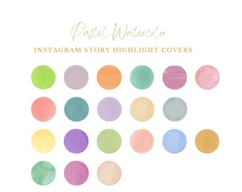 May include: Pastel watercolour circles in various colours, including green, purple, orange, blue, pink, and yellow. These circles can be used as Instagram story highlight covers.