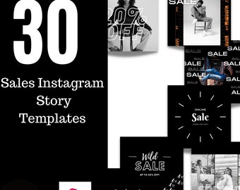 30 Instagram Story Social Media Templates| Black and White| Urban Fashion Minimalist Sales Templates| Canva| 1080px by 1920px