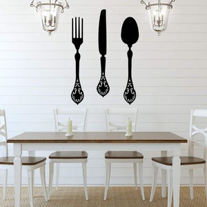 Fork Knife Spoon Wall Decor Vinyl Decal for Kitchens and Restuarants Farmhouse Decor