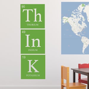 Periodic Table Wall Decal for Science Teachers - Think Quote - Vinyl Sticker Art Decoration for Office, School or Classroom