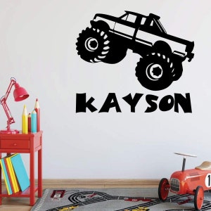 Monster Truck Wall Decal, Personalized Monster Truck Decal, Monster Truck Vinyl Wall Decor, Boys Bedroom Decor, Wall Stickers, Playroom