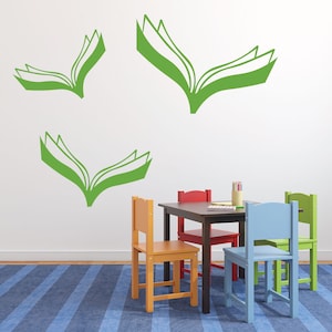 Vinyl Wall Decal Decoration for Teachers - Flying Books- Vinyl Sticker Decor for Home, Bedroom, Playroom, Schools, Libraries or Classroom
