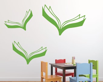 Vinyl Wall Decal Decoration for Teachers - Flying Books- Vinyl Sticker Decor for Home, Bedroom, Playroom, Schools, Libraries or Classroom