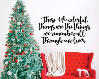 Christmas Wall Decal - These Wonderful Things - Holiday Vinyl Stickers for Living Room, Family Room Decor or Home Decoration