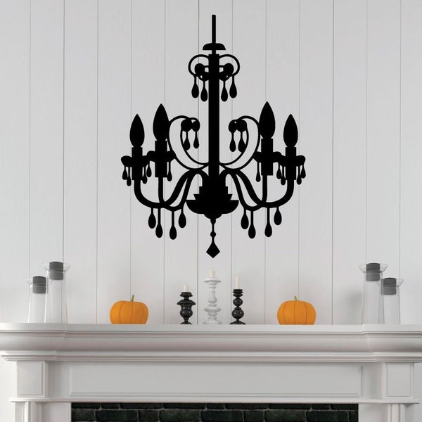 Chandelier Vinyl Sticker Decal for Halloween Decoration - Fall Wall Decal for Home, Fireplace or Party Decor