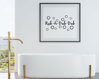 Rub-A-Dub Dub Cute Kids Vinyl Decal Home Wall Decor Rub-A-Dub Dub Cute Kids Vinyl Decal Home Wall Decor