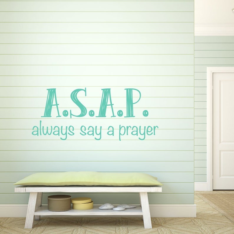 Church Decoration Motivational Wall Sign Prayer Wall DecalsASAP,Always Say a Prayer Religious Vinyl Wall Decal for Home Decor