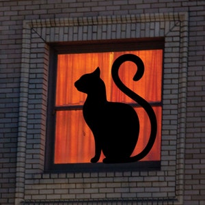 Black Cat Window Cling | Reusable Window cling |Halloween Decoration | Halloween porch decor | 10&quot; x 13&quot; black cat