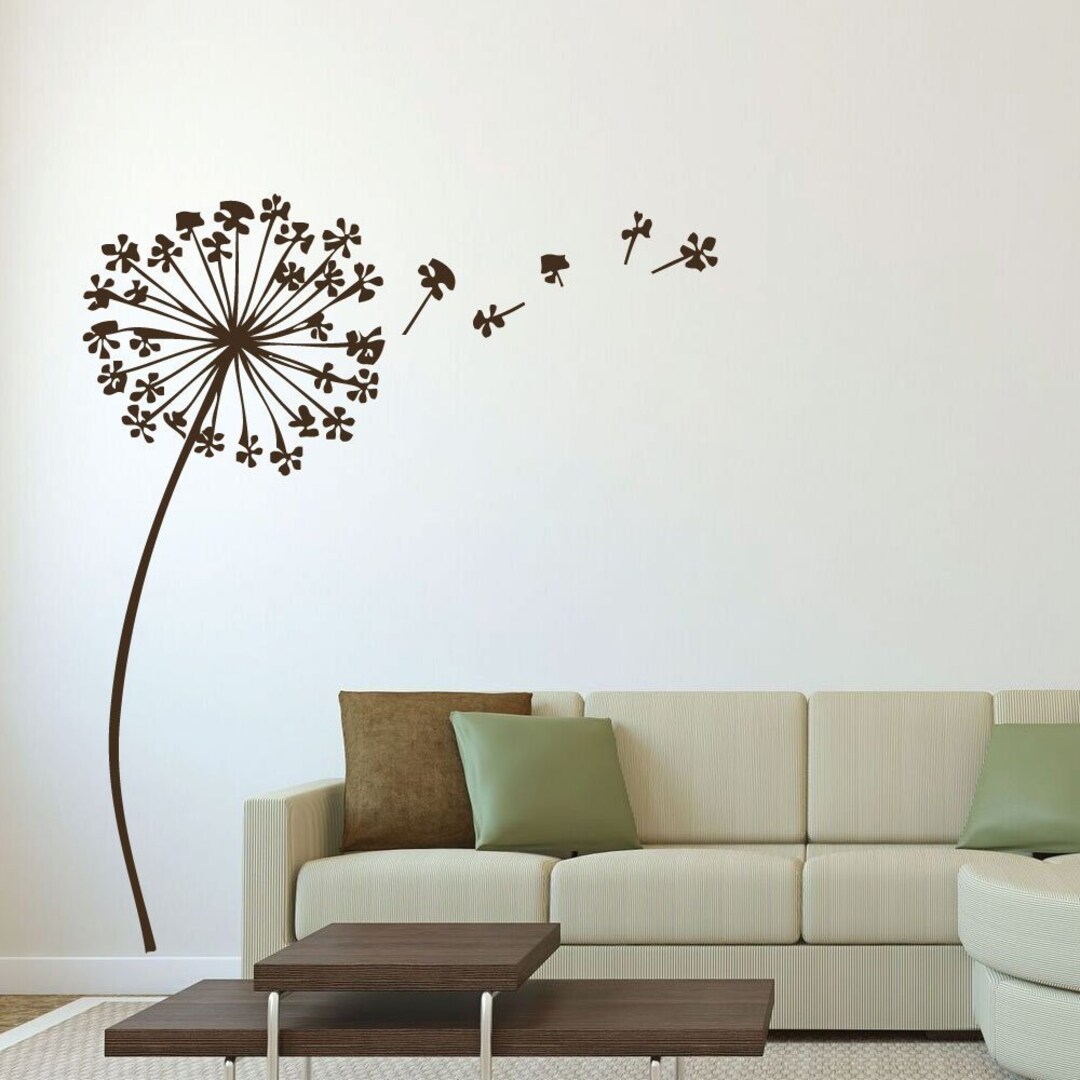 Dandelion Wall Decal With Seeds Flower Design - Vinyl Sticker for Home ...