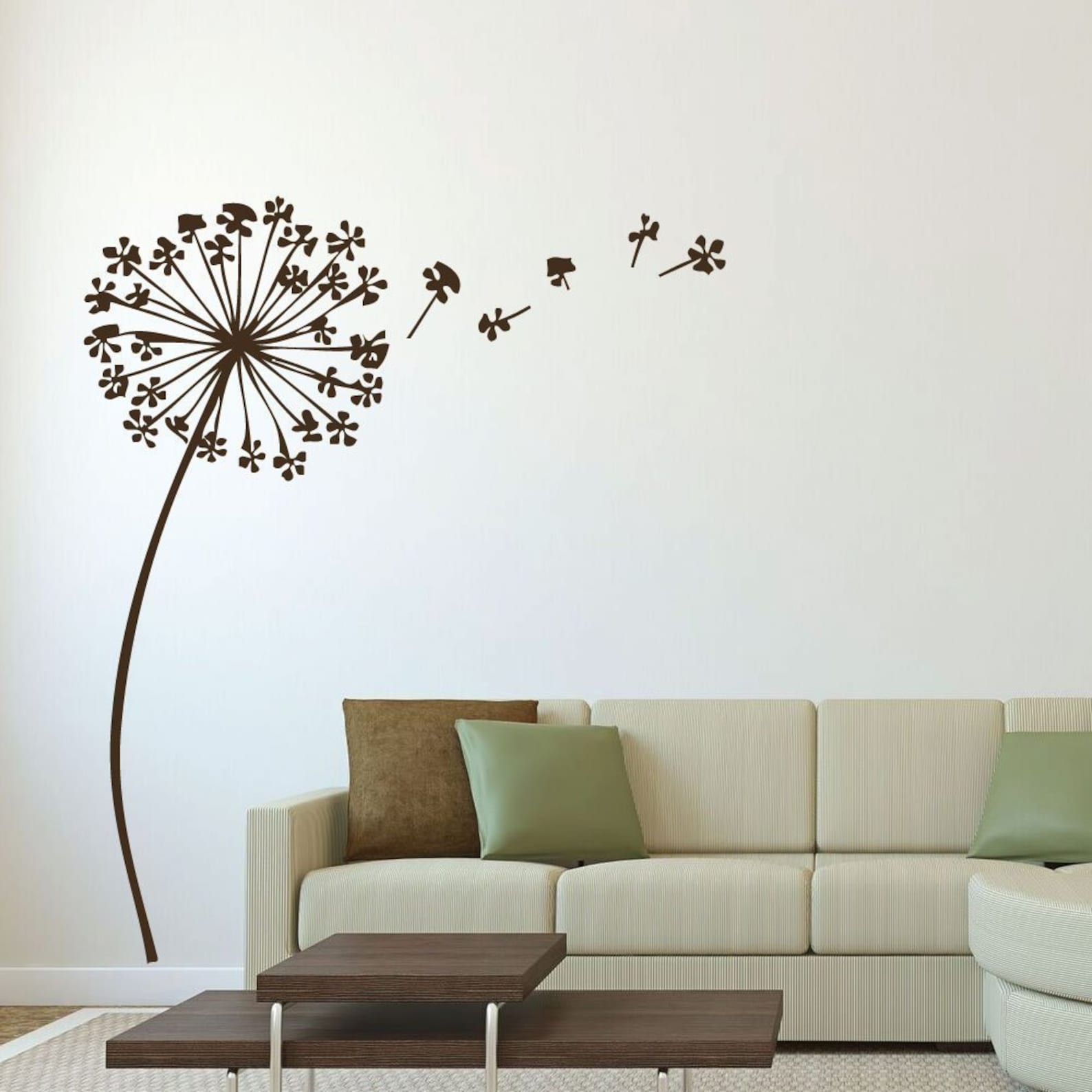Dandelion Wall Decal With Seeds Flower Design - Vinyl Sticker for Home ...