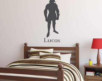 Customized Name Medieval Knight Wall or Window Vinyl Decal for Boy's or Girl's Bedroom, Playroom, Birthday Party | Personalized Soldier