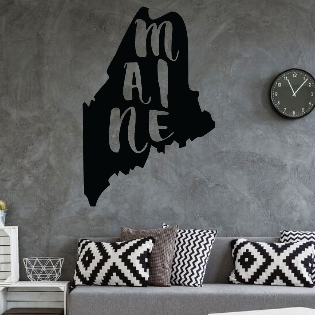 Maine Wall Decal State Silhouette Vinyl Art for Home Decor, Living Room