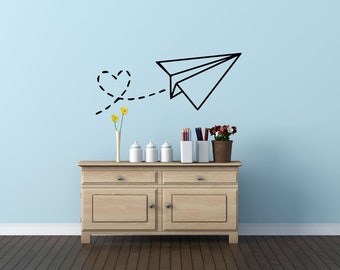 Wall Decals for Kids Rooms - Paper Airplane Vinyl Wall Decor