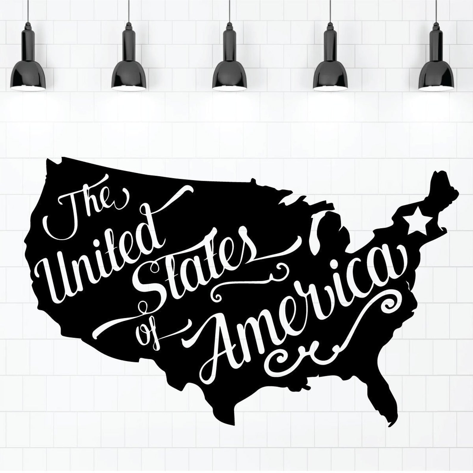 Patriotic Wall Decals United States Map the United States Etsy