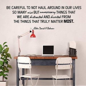 Inspirational Quote Home Decor - Focus On What Really Matters - David A Bednar Saying Vinyl Wall Art Decor for Living or Family Room,
