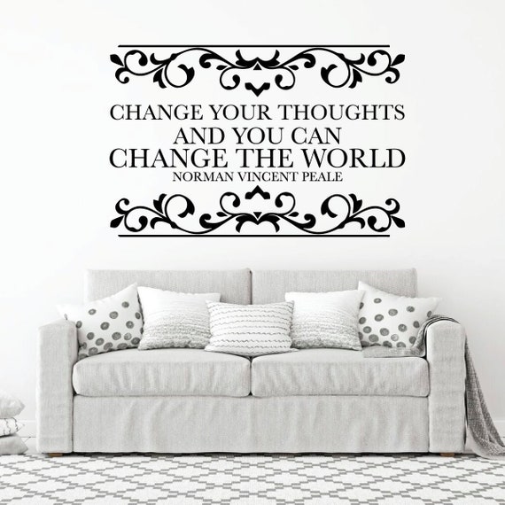 Motivational Wall Decal With Vine Design - Change Your Thoughts ...