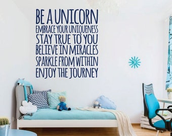 Unicorn Quote Wall Decal - Girls Room Vinyl Lettering