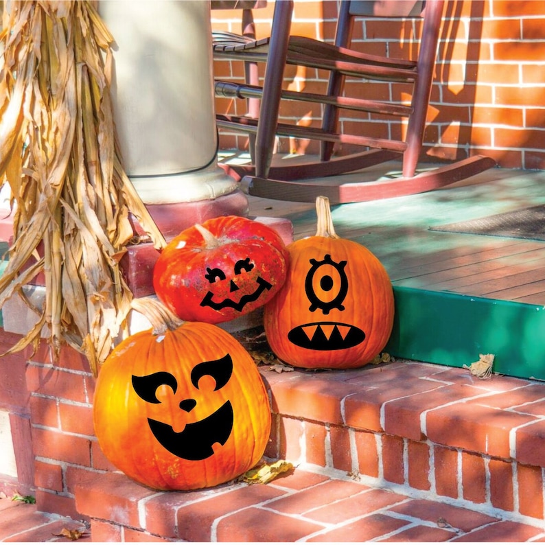 Jack O' Lantern Face Decal – Halloween Pumpkin Stickers, Set of 3 - Etsy