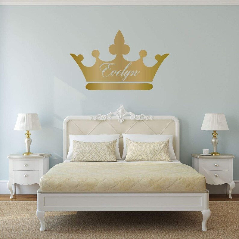 Personalized Wall Decals Girls Princess Crown With Custom Name Etsy