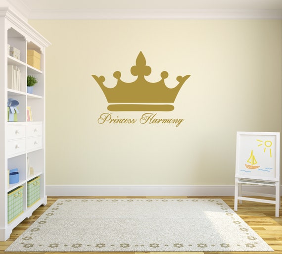 Princess Crown Wall Decor Princess Wall Decal Gold Girls Bedroom Wall Decor Nursery Decor Wall Sticker Personalized Wall Decal Name Kids Etsy