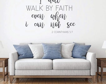 Proverbs Wall Decal - I Will Walk By Faith - Vinyl Scripture And Christian Home Bathroom Decor - Church Decoration