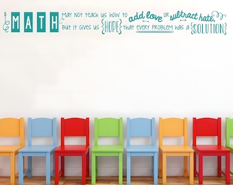 Math Classroom Decorations - Math Quote Vinyl Wall Decal for Teachers, Libraries, and Classrooms
