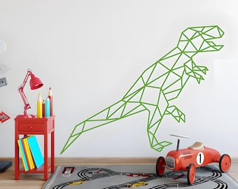 Geometric T-Rex Vinyl Wall Decal - Dinosaur Silhouette Vinyl Sticker Decor for Kids Room