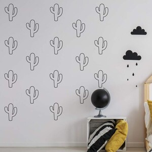 Cactus Wall Pattern Decals Silhouettes | Western Decor for Baby Nurseries, Children&#39;s Playrooms, Preschools, School Classrooms