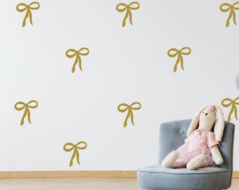 Ribbon Tied Bows Vinyl Decals | Bow Wall stickers | bow faux wallpaper | girl bedroom decor | Christmas bow decor