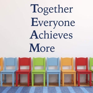 TEAM Motivational Decals - Vinyl Wall Decor for Sports, Classroom, Family - Teamwork Inspirational Quote - Together Everyone Achieves