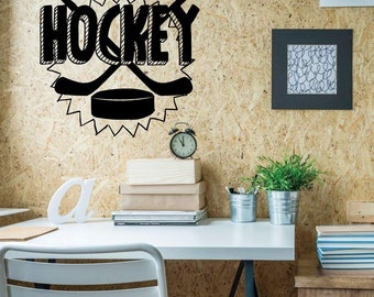 Hockey Stick Wall Decor - Vinyl Sticker Decal for Players, Fans, Bedroom or Playroom - Sports Themed Decoration