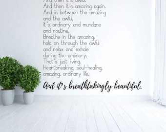 Life is Beautiful Quote Vinyl Lettering - Inspiring Wall Decor for Living Room, Bedroom, Playroom