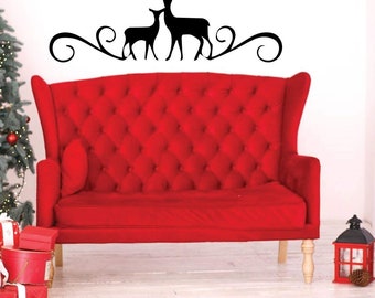 Deer Christmas Wall Decal – Holiday Vinyl Home Decor