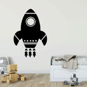 Rocket ShipWall Decal - Space Theme Room Vinyl Art Decoration For Boy&#39;s Bedroom or Playroom Decor