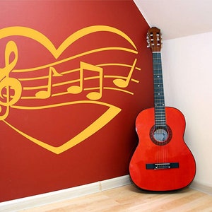 Music Decals - Musical Notes Within a Heart - Music Notes Wall Decor For the Music Room, Band Hall, and Home or Office
